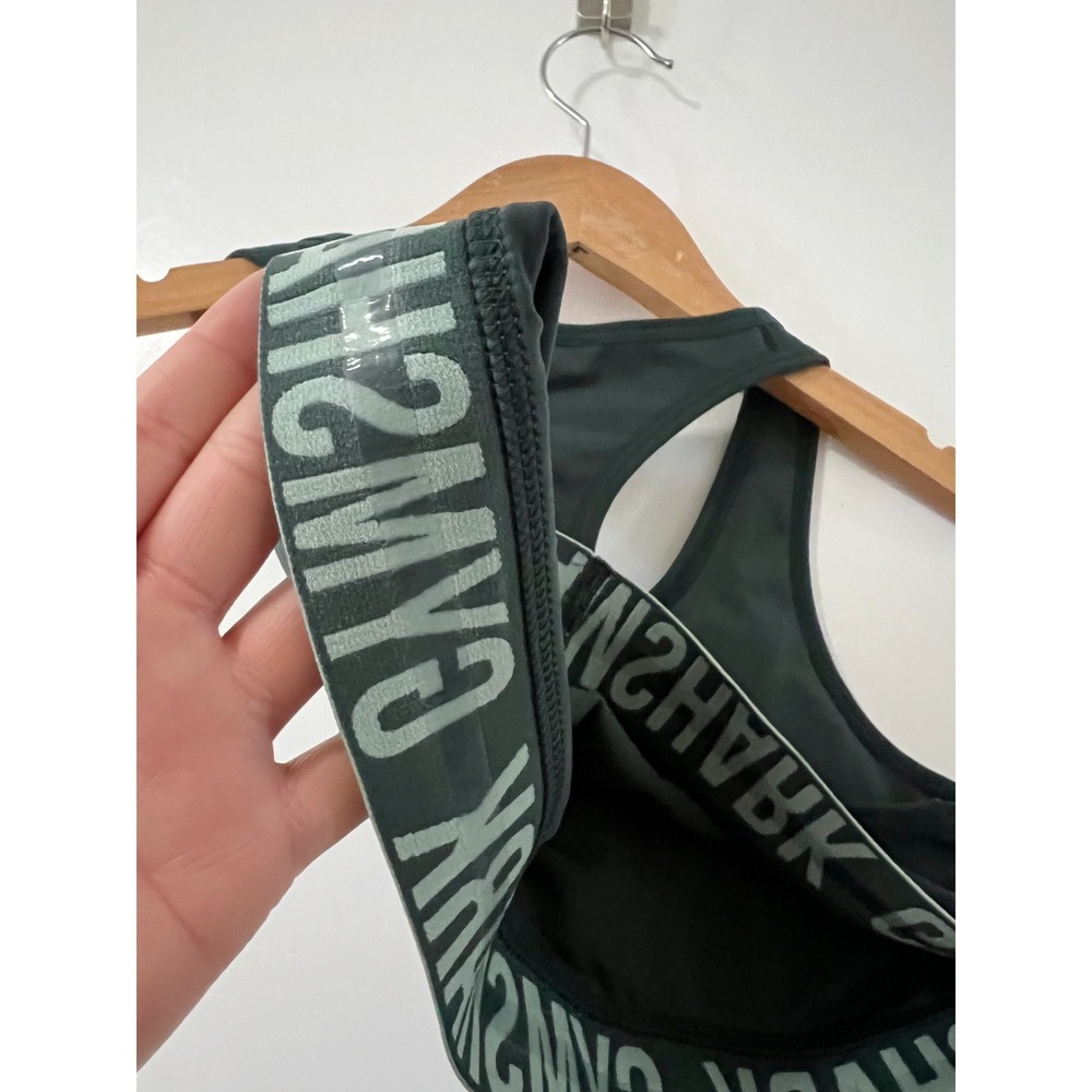 Gymshark Sports Bra Racerback Activewear Gym Workout Olive Green - Picture 6 of 7